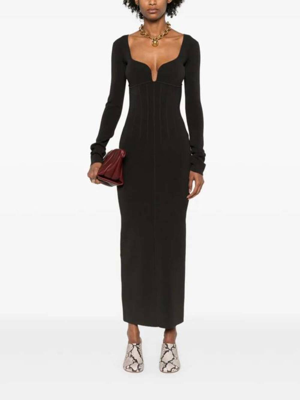 Nanushka Jerica Bodycon Maxi Dress in Anthracite M